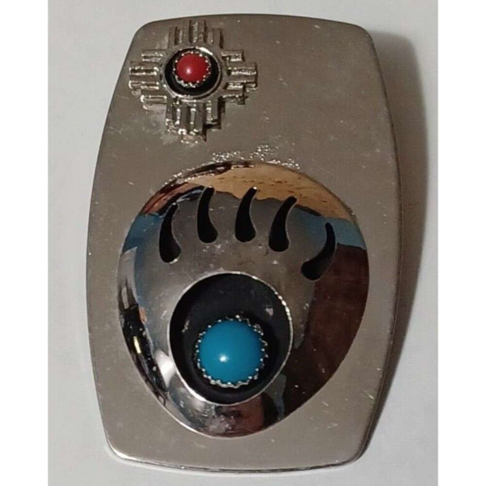 Zuni Tribe Southwest Style Faux Turquoise Bear Claw Bolo Tie